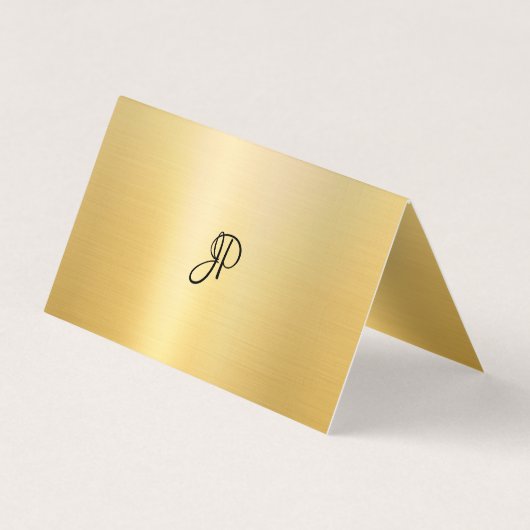 Kalligrafeerde Monogram Modern Faux Gold Script Visitekaartje (Achterkant)