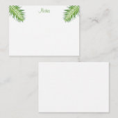 Kalligrafeerde Script Modern Elegant Palm Leaves Notitiekaartje (Voorkant / Achterkant)
