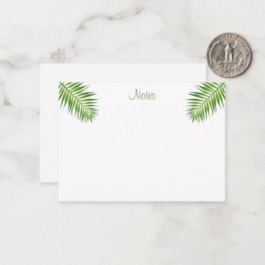 Kalligrafeerde Script Modern Elegant Palm Leaves Notitiekaartje (Voorkant / Achterkant in situ)
