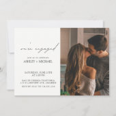 Kalligrafie 2 Foto QR Code Engagement Party Kaart (Voorkant)