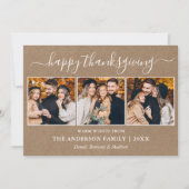 Kalligrafie 3 Foto Kraft Thanksgiving Feestdagenkaart (Voorkant)