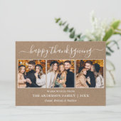 Kalligrafie 3 Foto Kraft Thanksgiving Feestdagenkaart (Staand voorkant)