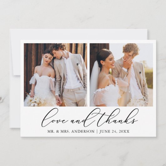 Kalligrafie 3 Foto Liefde Bedankt QR Code Bruiloft (Voorkant)