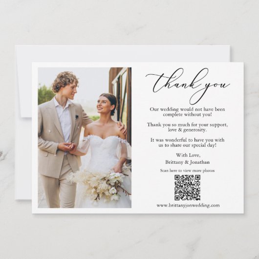 Kalligrafie 3 Foto Liefde Bedankt QR Code Bruiloft (Achterkant)