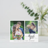 Kalligrafie 3 foto's bruiloft Dank u Briefkaart (Staand voorkant)
