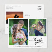 Kalligrafie 3 foto's bruiloft Dank u Briefkaart (Voorkant / Achterkant)
