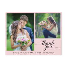 Kalligrafie 3 foto's Trouwbedankje Roze