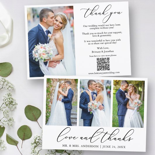 Kalligrafie 4 Foto Liefde Bedankt QR Code Bruiloft