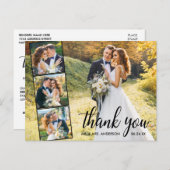 Kalligrafie 4 Fotocollage bruiloft Dank u Briefkaart (Voorkant / Achterkant)