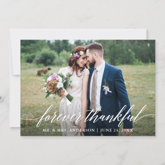 Kalligrafie 4 foto's voor altijd dankbare bruiloft bedankkaart (Voorkant)