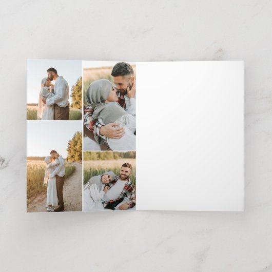 Kalligrafie 6 Foto Gelukkige Verjaardag Folie Wenskaart (Binnenlaag)