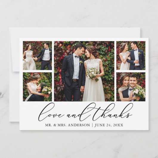 Kalligrafie 6 Foto Liefde Bedankt QR Code Bruiloft (Voorkant)