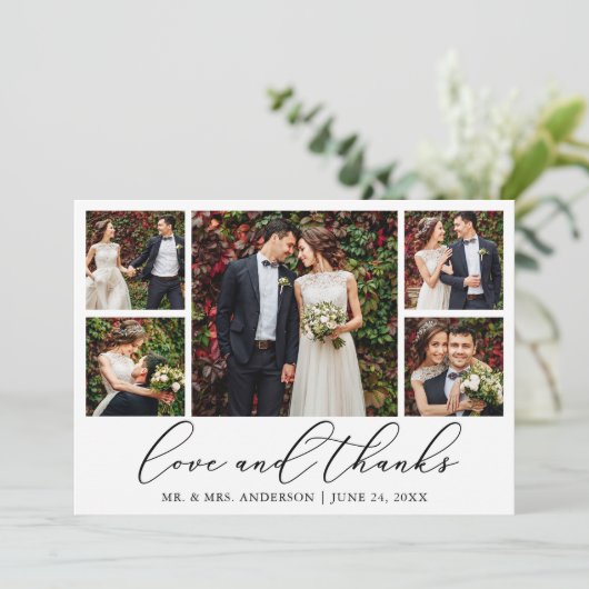 Kalligrafie 6 Foto Liefde Bedankt QR Code Bruiloft (Staand voorkant)