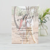 Kalligrafie Aangepaste foto bruiloft Kaart (Staand voorkant)