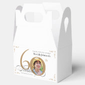 Kalligrafie Aangepaste Foto Wit Goud 60ste Verjaar Bedankdoosjes (Geopend)