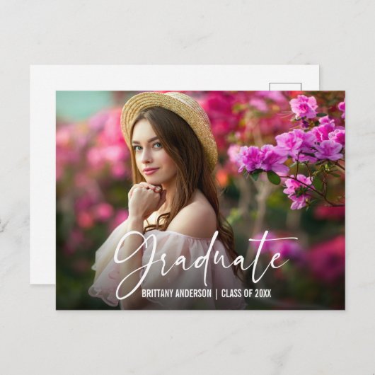 Kalligrafie Aankondiging Afstuderen inkt pen Briefkaart (Voorkant / Achterkant)