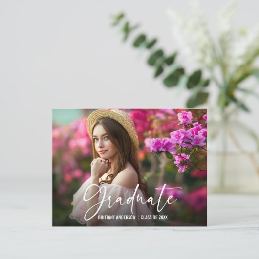 Kalligrafie Aankondiging Afstuderen inkt pen Briefkaart (Staand voorkant)