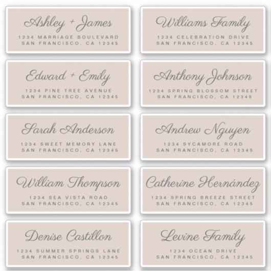 Kalligrafie adreslabels voor gasten BESTEL 15cm of Sticker (Voorkant)