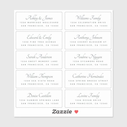 Kalligrafie adreslabels voor gasten BESTEL OP 6" o Sticker (Vel)