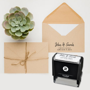 Kalligrafie adresstempel, bruiloft retour adres zelfinktende stempel