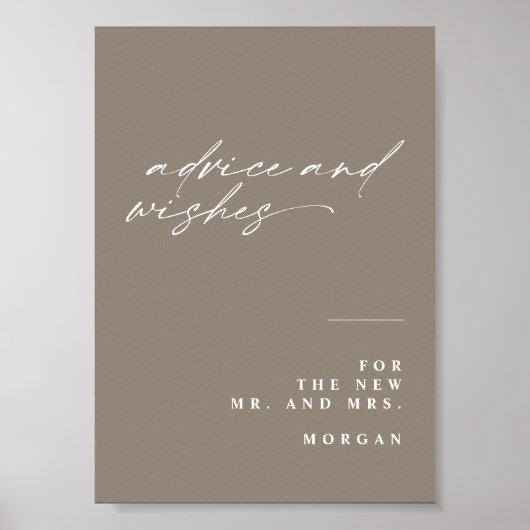 Kalligrafie Advies en Wensen Trouwtafel Teken Poster (Voorkant)