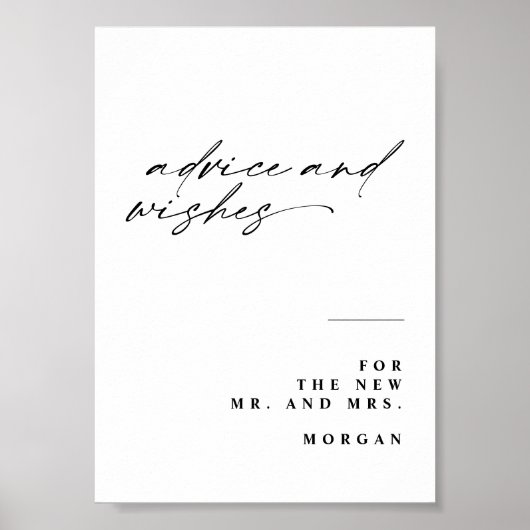 Kalligrafie Advies en Wensen Trouwtafel Teken Poster (Voorkant)