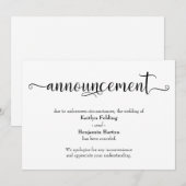 Kalligrafie Afgelaste Huwelijksaankondiging Kaart (Voorkant / Achterkant)