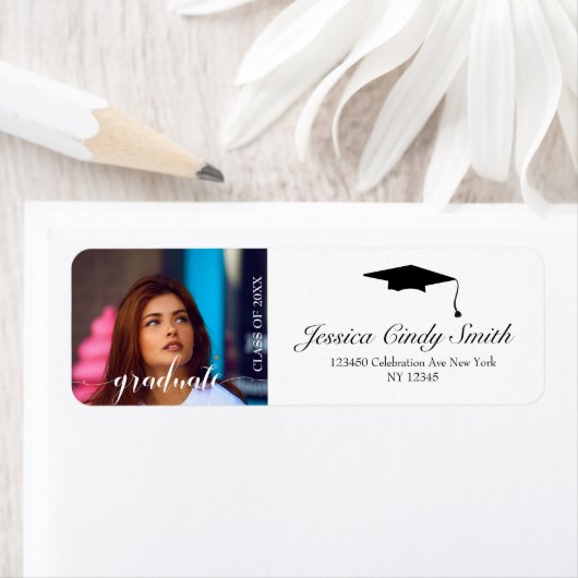 Kalligrafie Afstuderen Pet Gepersonaliseerd fotoad Etiket (Insitu)