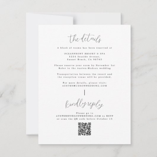 Kalligrafie allen in één QR-code huwelijksuitnodig Kaart (Achterkant)