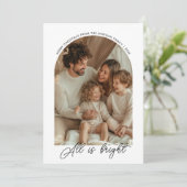 Kalligrafie Alles is helder Kerstfoto Feestdagenkaart (Staand voorkant)