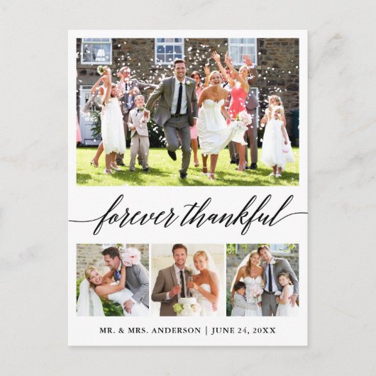 Kalligrafie Altijd Dankbaar 4 Foto Bedankt Briefkaart (Voorkant)