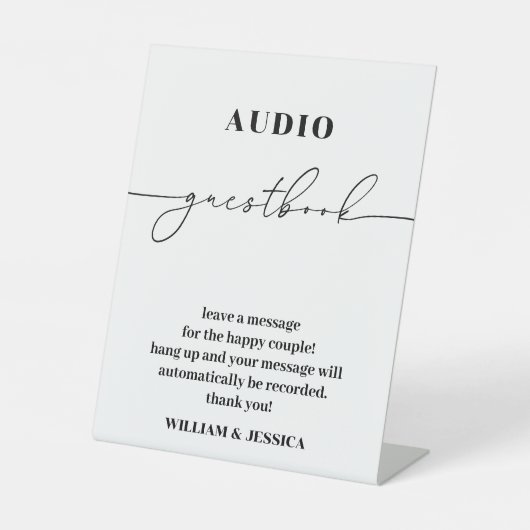 Kalligrafie Audio Gastenboek| Telefoon Gastenboek  Reclamebord Met Voetstuk (Voorkant)