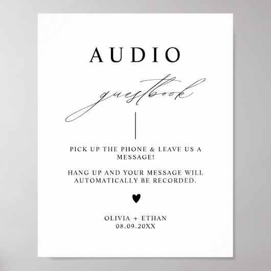 Kalligrafie Audio Gastenboek Trouwbord Poster (Voorkant)