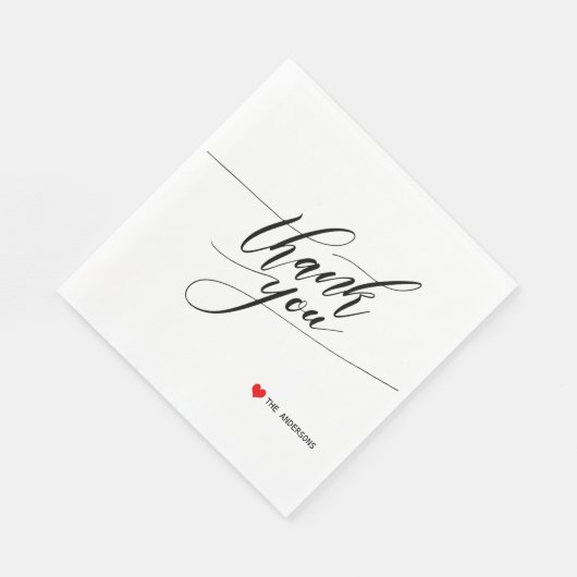 Kalligrafie Bedankt Red Heart Party servetten (Hoek)