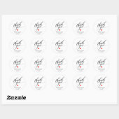 Kalligrafie Bedankt Red Heart Wedding Ronde Sticker (Vel)