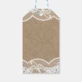 kalligrafie bedankt rustic burlap en lace cadeaulabel (Achterkant)