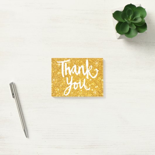 Kalligrafie Bedankt script op Gold Glitter Look Post-it® Notes (Kantoor)