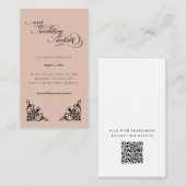 Kalligrafie Beige & Zwart RSVP Bruiloft Website Informatiekaartje (Voorkant / Achterkant)