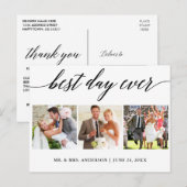 Kalligrafie Beste Dag Ooit Trouwfoto Dank Je Wel Briefkaart (Voorkant / Achterkant)