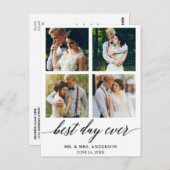 Kalligrafie Beste Dag Ooit Trouwfoto Dank Je Wel Briefkaart (Voorkant / Achterkant)