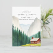 Kalligrafie bewerkbare berg save the date (Staand voorkant)