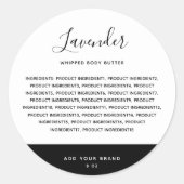 Kalligrafie Bewerkbare kleuren Contrast Ingrediënt Ronde Sticker (Voorkant)