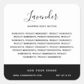 Kalligrafie Bewerkbare kleuren Contrast Ingrediënt Vierkante Sticker (Voorkant)