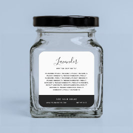 Kalligrafie Bewerkbare kleuren Contrast Ingrediënt Vierkante Sticker