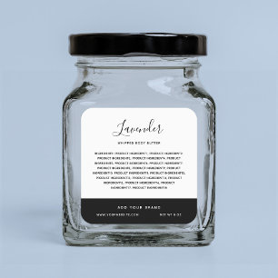 Kalligrafie Bewerkbare kleuren Contrast Ingrediënt Vierkante Sticker