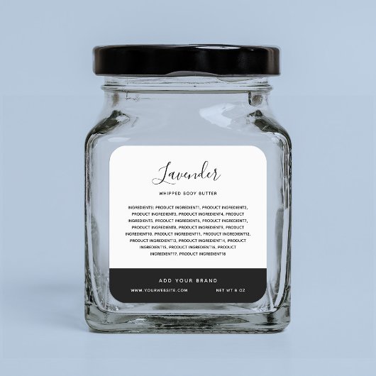 Kalligrafie Bewerkbare kleuren Contrast Ingrediënt Vierkante Sticker