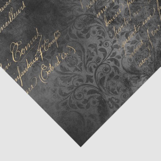  kalligrafie bij Black en Gold Damask Tissuepapier (Detail)