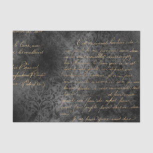  kalligrafie bij Black en Gold Damask Tissuepapier