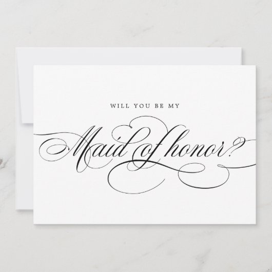 Kalligrafie Black Will You Be My Maid of Honor Kaart (Voorkant)
