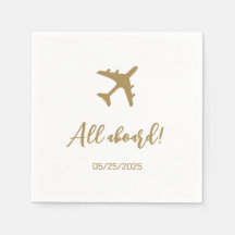 Kalligrafie blauw en goud boarding pass bruiloft